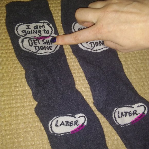 FREE w/ Purchase of $10+ - Going to Get Shi* Done Later socks by BlueQ - Picture 1 of 3